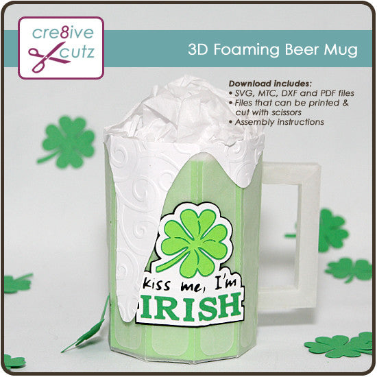 3D Foaming Beer Mug SVG Cutting File Cre8ive Cutz