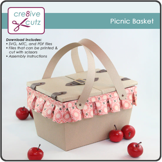 New! 3D SVG Picnic Basket Papercrafting Project
