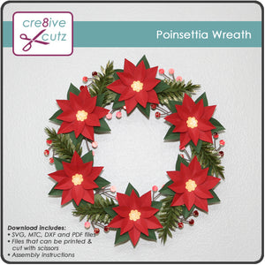 Poinsettia Wreath Christmas Decor - New 3D SVG Pattern