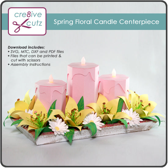 New - Spring Floral Candle Centerpiece 3D Papercraft Project