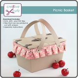 3D SVG Picnic Basket Papercrafting Pattern compatible with Cricut Design Space and Silhouette Studio