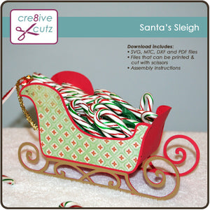 Side view of Santa's Sleigh 3D SVG Gift Box