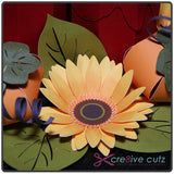 Closeup of flower on 3D Paper Thanksgiving table centerpiece 
