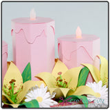 Candles and spring flowers on centerpiece papercraft project