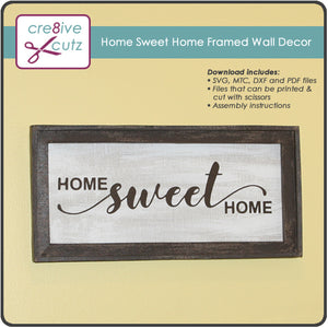 3D Home Sweet Home framed sign made of paper but looks like wood 