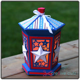 Front view of Independence Day lantern with Candle for Cricut