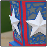Close up of dimensional stars on side of paper luminary for the 4th of July